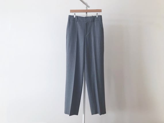 vintage wool pants high waist minimalist gray wid… - image 2