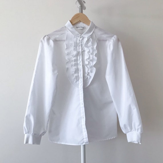 vintage blouse jabot blouse ruffle chest lace blouse … Gem