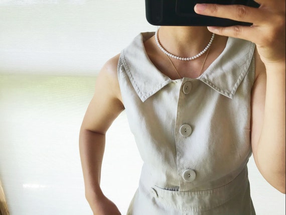 vintage linen blouse oatmeal linen minimalist 90s