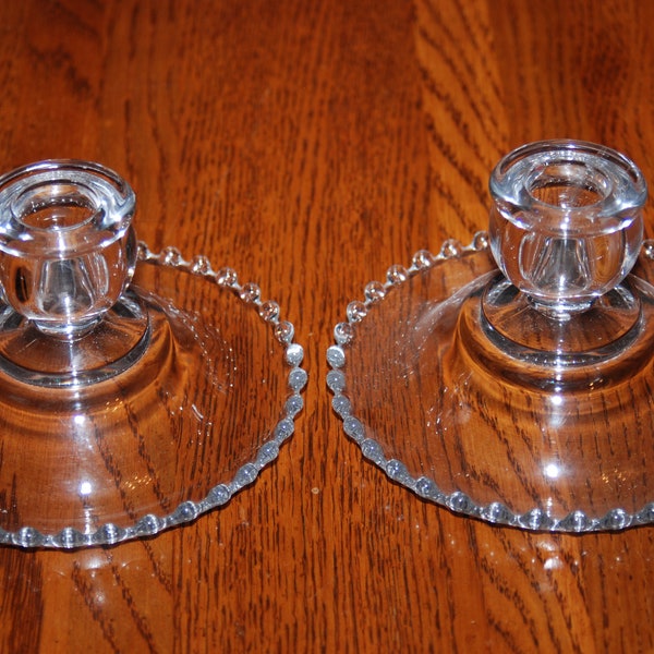 Vintage Imperial Glass Candlewick Taper Candlestick Holders