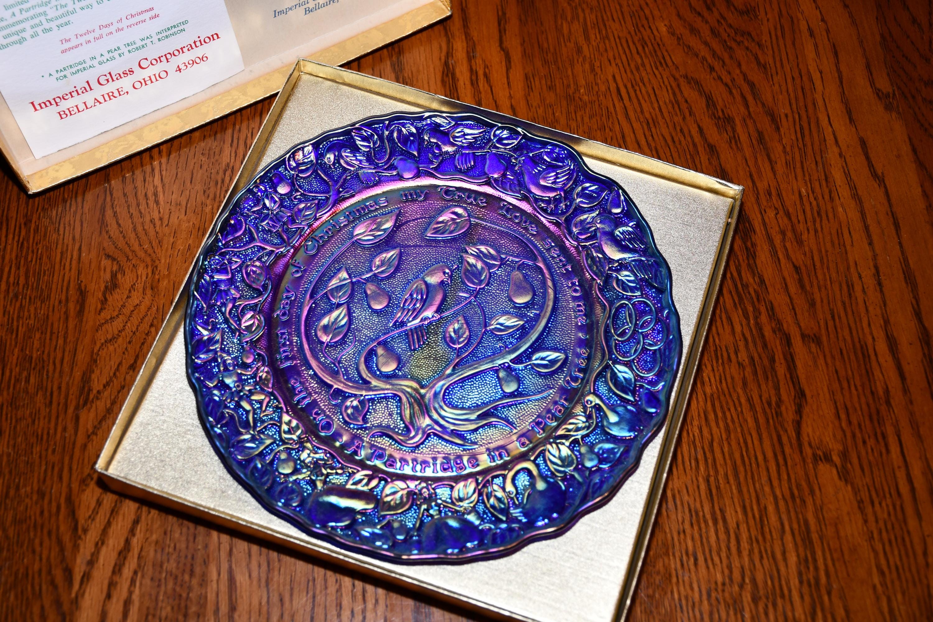 ヴィンテージ インペリアル ブルー カーニバル ガラス クリスマス 12