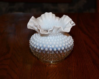 ヴィンテージ フェントンガラス ホワイト オパールセント コインドット