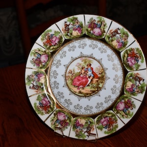Vintage Arnart Royal Vienna Beehive Courting Couple Blue & Gold Guild Plate