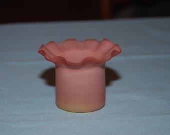 ビンテージ ピンク　ガラスボウル ダブルフリル フェントン ビンテージ ピンク ガラスボウル ダブルフリル フェントン フェントン