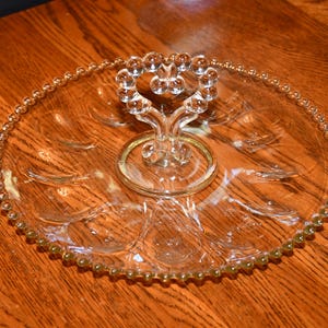 Vintage Imperial Glass Candlewick Round Deviled Egg Tray/heart
