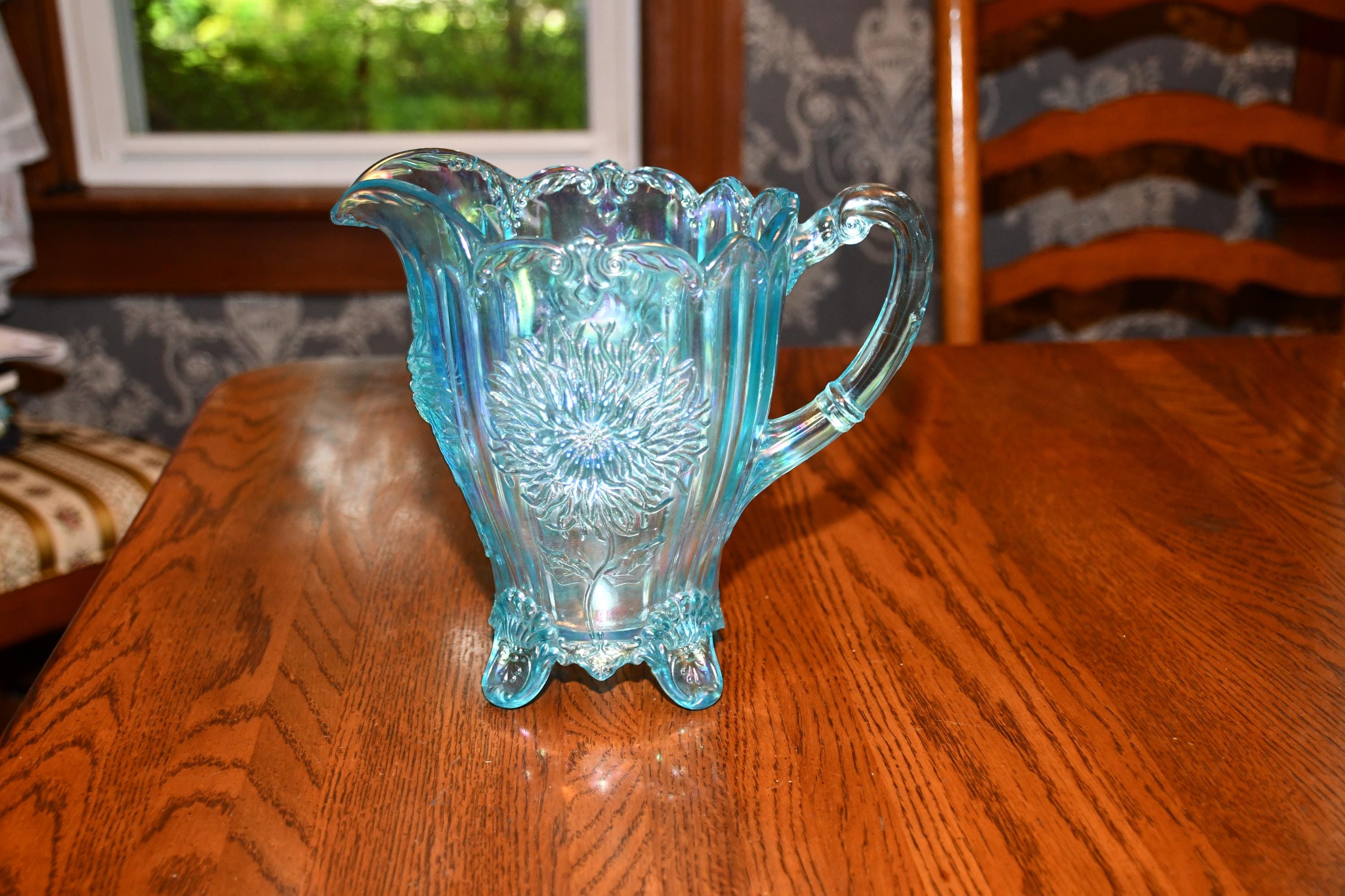 Vintage Mosser Blue Carnival Glass Dahlia Footed Pitcher - Etsy Israel