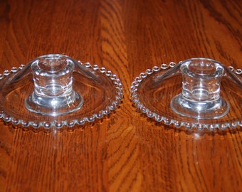 Set von Imperial Glass Candlewick Kerzenhaltern mit runden, gerollten Kanten