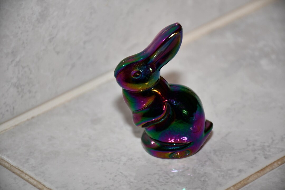 Vintage Fenton Carnival Glass Bunny Rabbit Miniature Figurine - Etsy