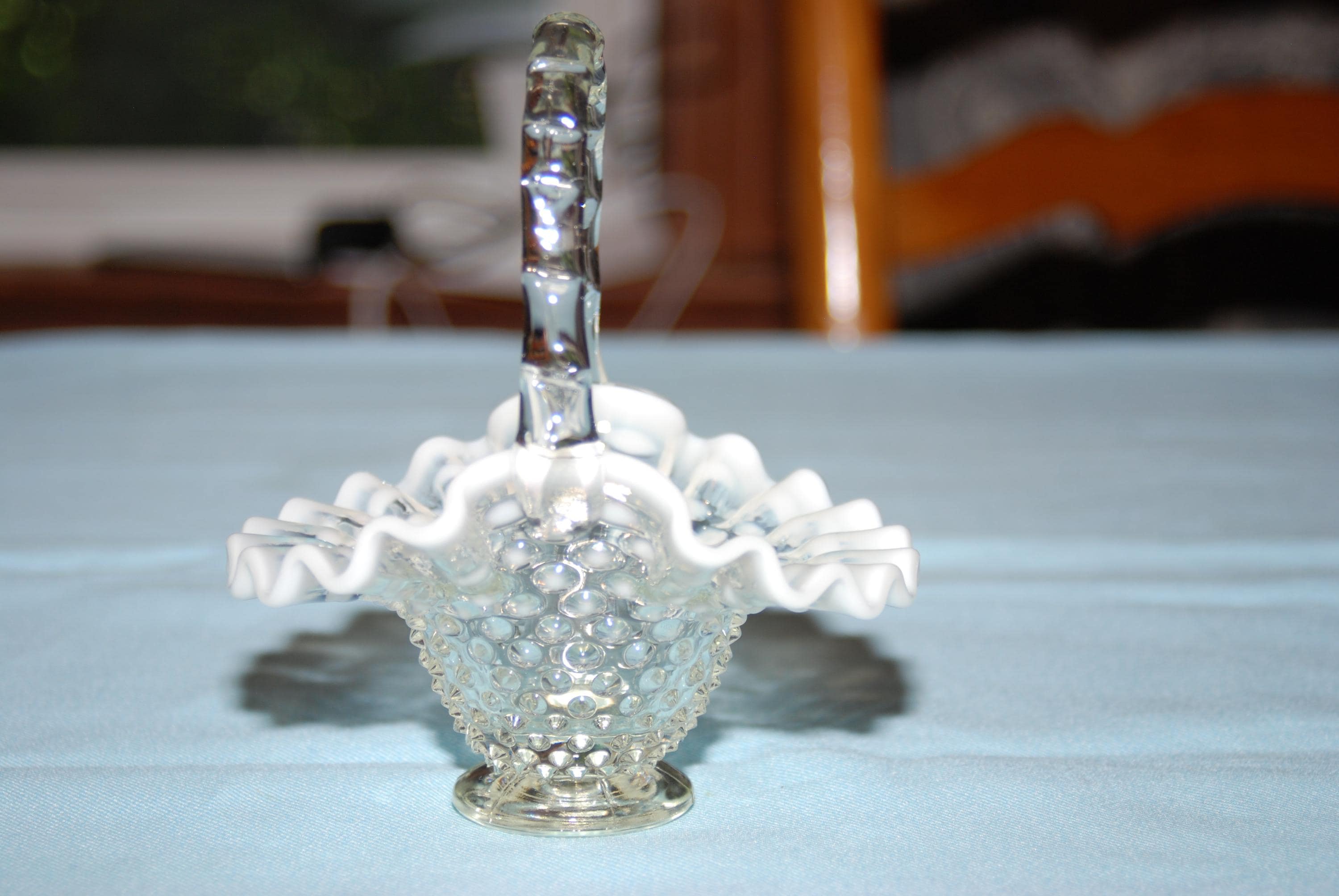 フェントン　ミニバスケット　アメリカ　ヴィンテージ　アンティーク Fenton glass basket - Etsy 日本