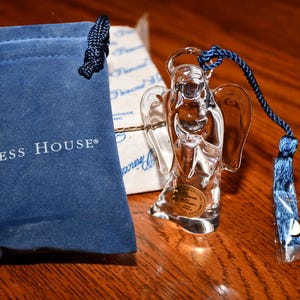 Vintage Princess House Solid Crystal Hanging/Standing Angel Ornament NIB #6536