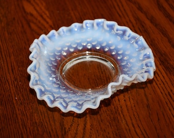 ヴィンテージ フェントン ホブネイル クリア オパールセント ガラス