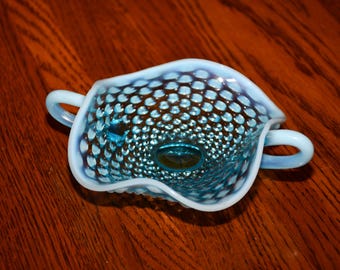 ヴィンテージ フェントン ブルー オパールセント ホブネイル 2ハンドル