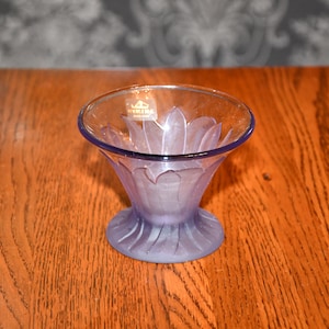 Viking Glass Purple Art Deco Frosted Flower Pedestal Bowl/Sundae Dish