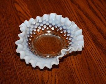 ヴィンテージ フェントン ホブネイル クリア オパールセント ガラス