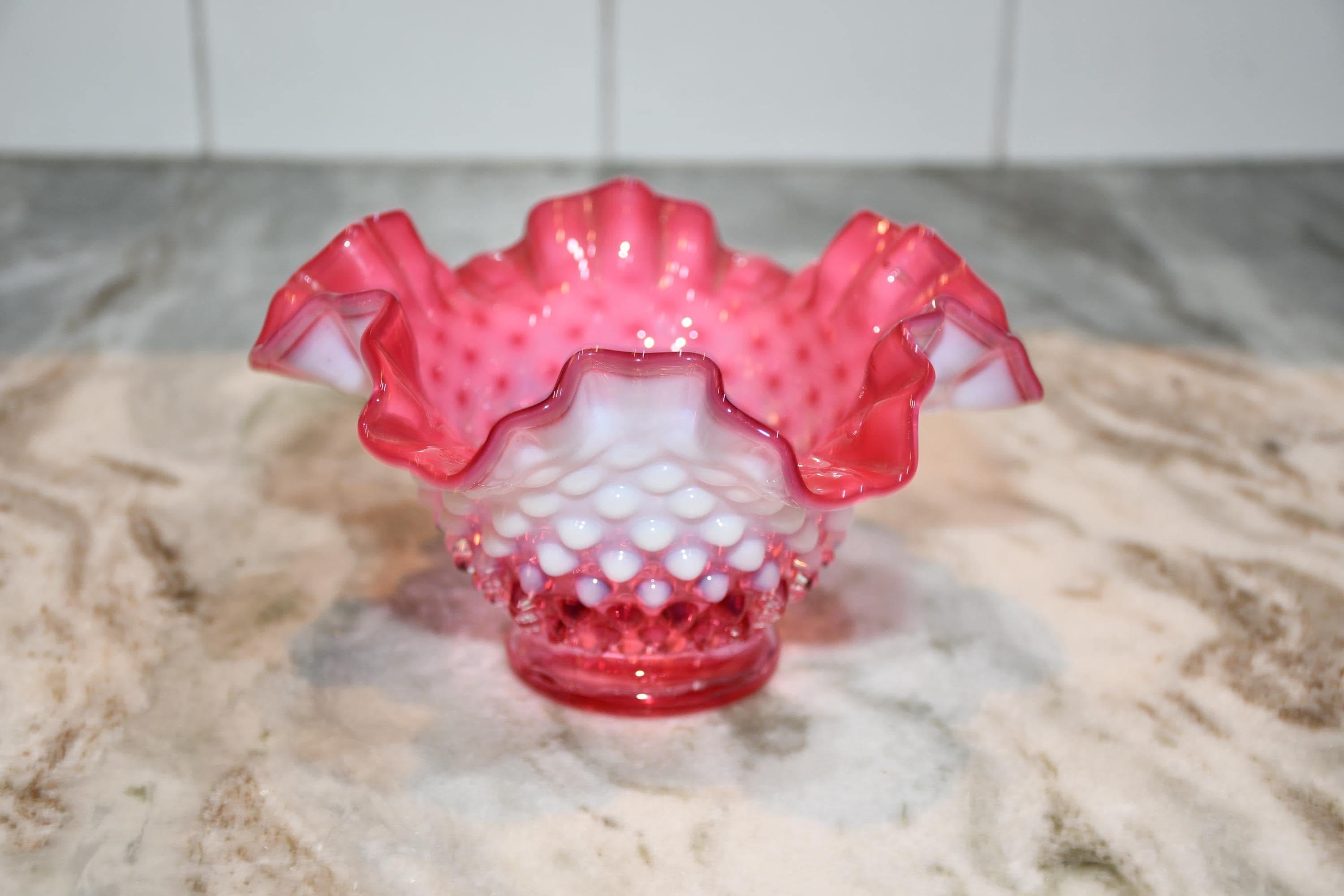 Fenton Cranberry Bowl - Etsy