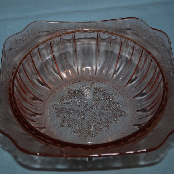Vintage Pink Depression Glass Jeanette Co. Adams Square Serving Bowl