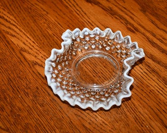 ヴィンテージ フェントン ホブネイル クリア オパールセント ガラス