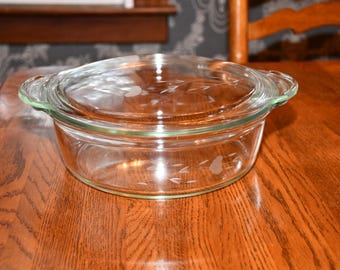 Cacerola redonda de cristal vintage Princess House Heritage de 2 piezas con tapa