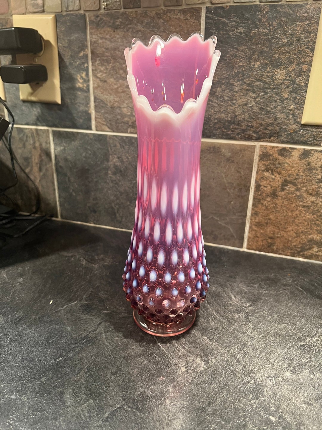 Fenton Plum Opalescent Hobnail Stretch Vase - Etsy