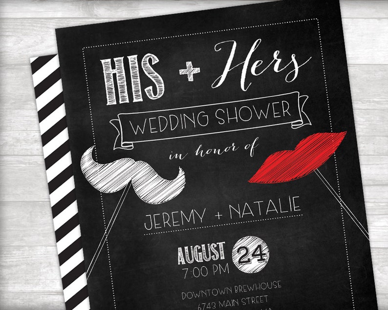 His Hers Wedding Shower Invitation Printable Etsy