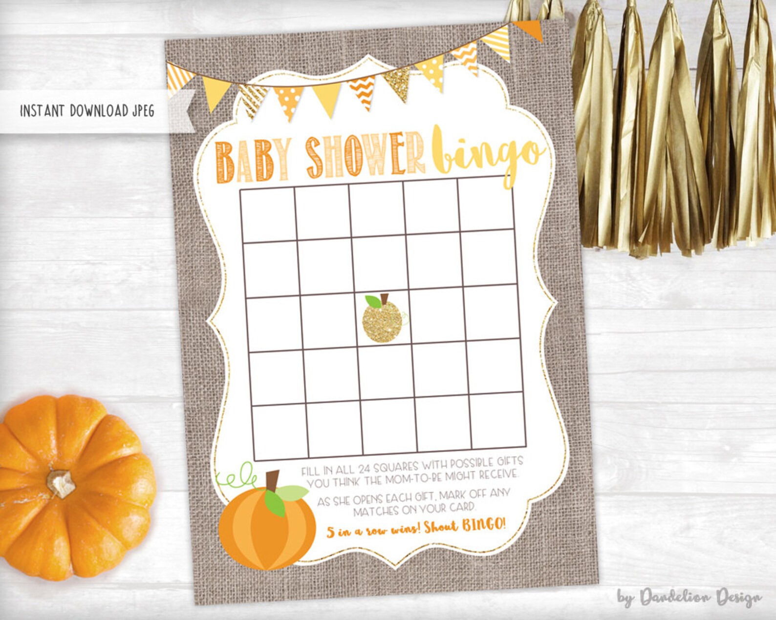 Little Pumpkin Baby Shower Bingo Printable Instant Download | Etsy