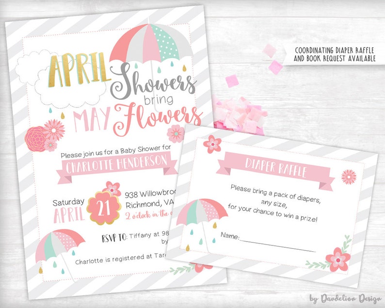April Showers Bring May Flowers Baby Shower Invitation Etsy