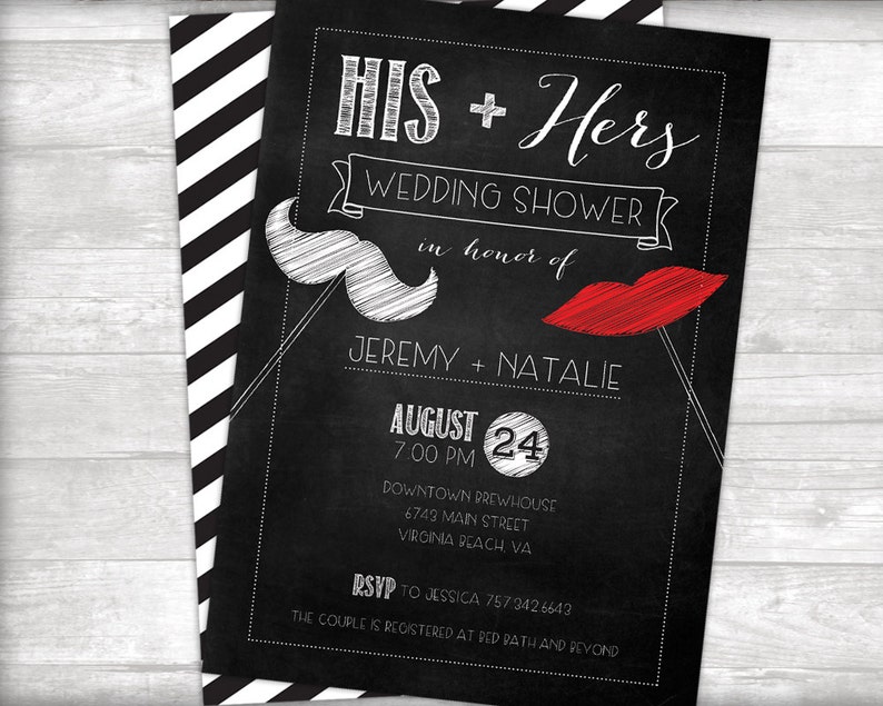 His Hers Wedding Shower Invitation Printable Etsy