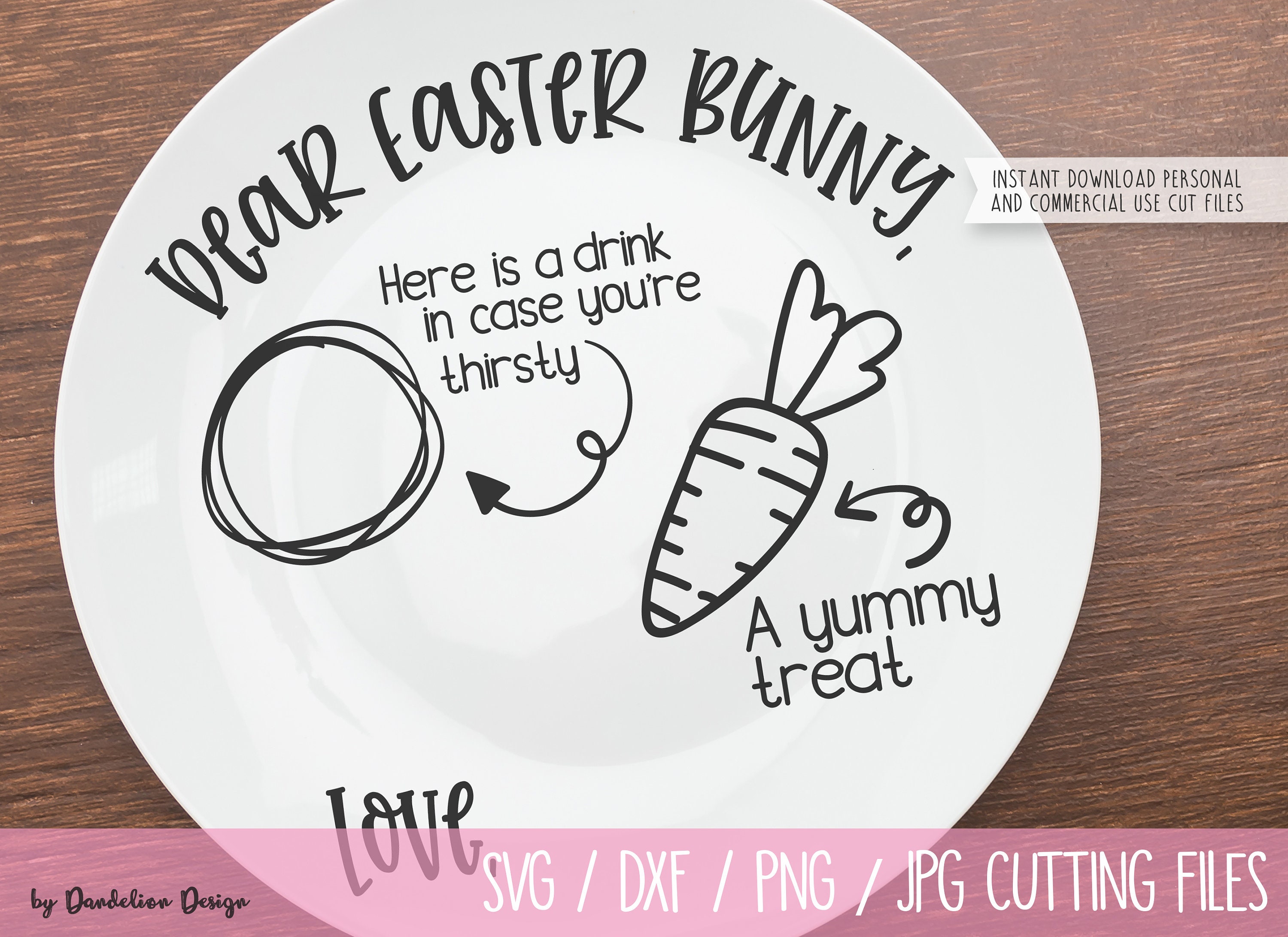 Download Dear Easter Bunny Carrot Plate Tray Digital SVG DXF PNG ...