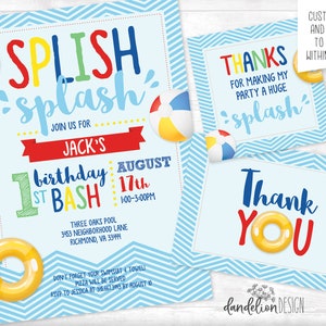 Splish Splash Birthday Bash Pool Party Invitation Printable