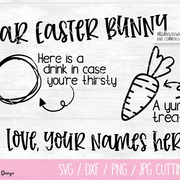Dear Easter Bunny Carrot Tray Digital SVG DXF PNG Cut Files