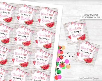 Sweet Watermelon Thank you Tag Printable Instant Download