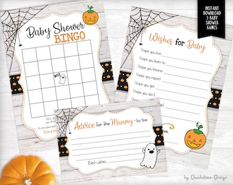 Halloween Baby Shower Games, Bingo, Advice, Wishes for Baby Printables Instant Download