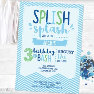 Splish Splash Birthday Bash Pool Party Invitation Printable image 2