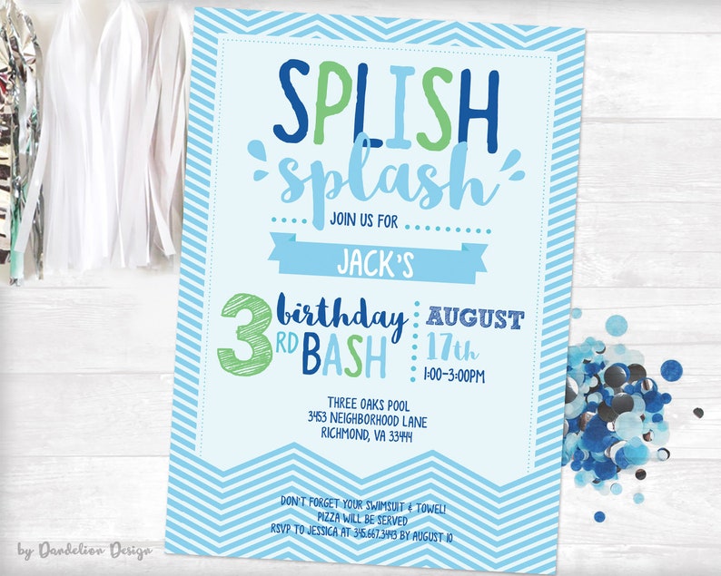 Splish Splash Birthday Bash Pool Party Invitation Printable image 2