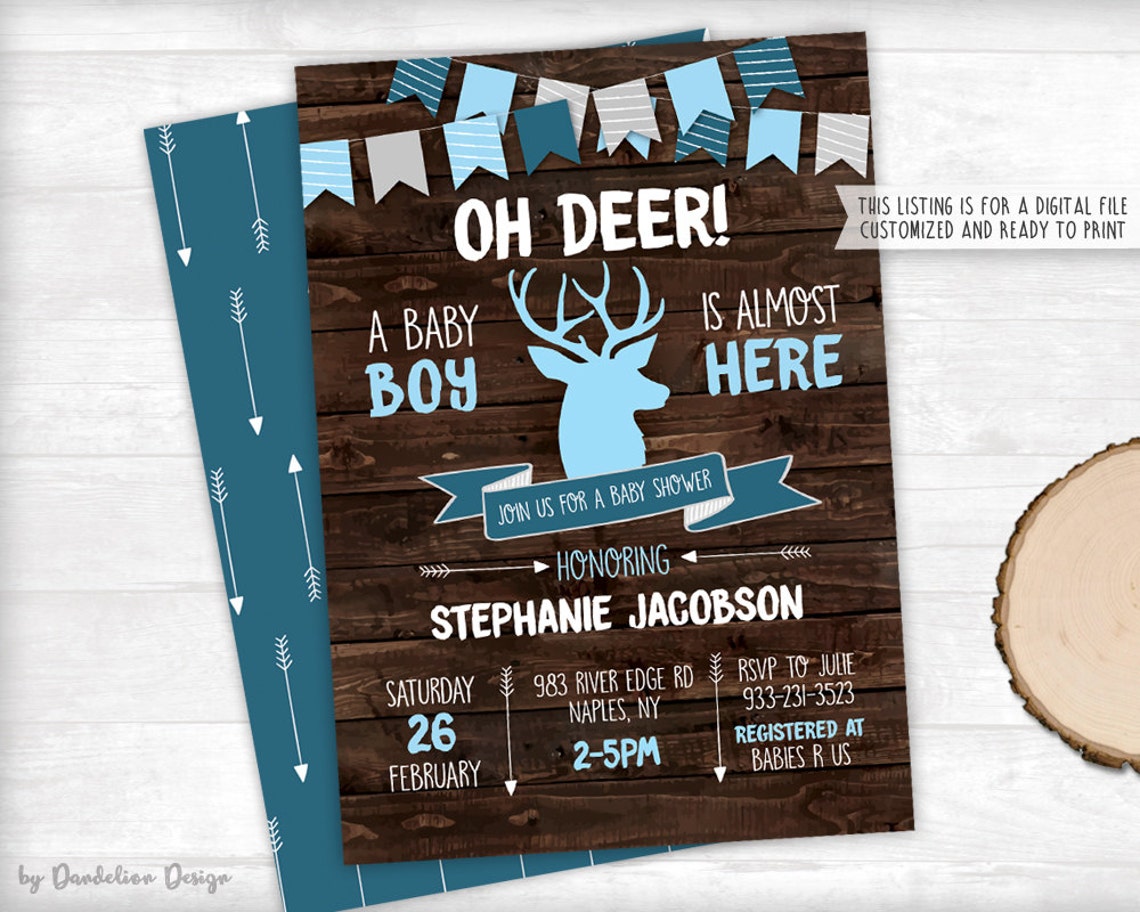 Oh Deer Baby Shower Invitation Plus Diaper Raffle Book | Etsy