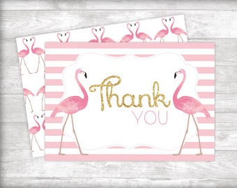 Flamingo Thank you card Printable Instant Download | Etsy