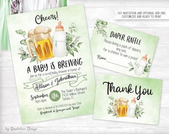 Cheers! A Baby is Brewing Neutral Baby Shower Invitation Printable