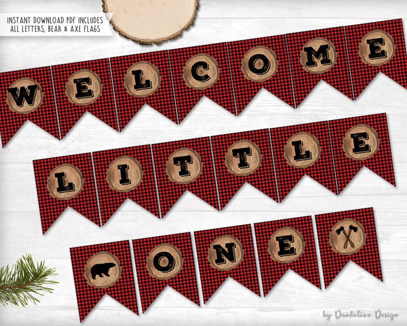 Little One Lumberjack Baby Shower Banner Printable Etsy