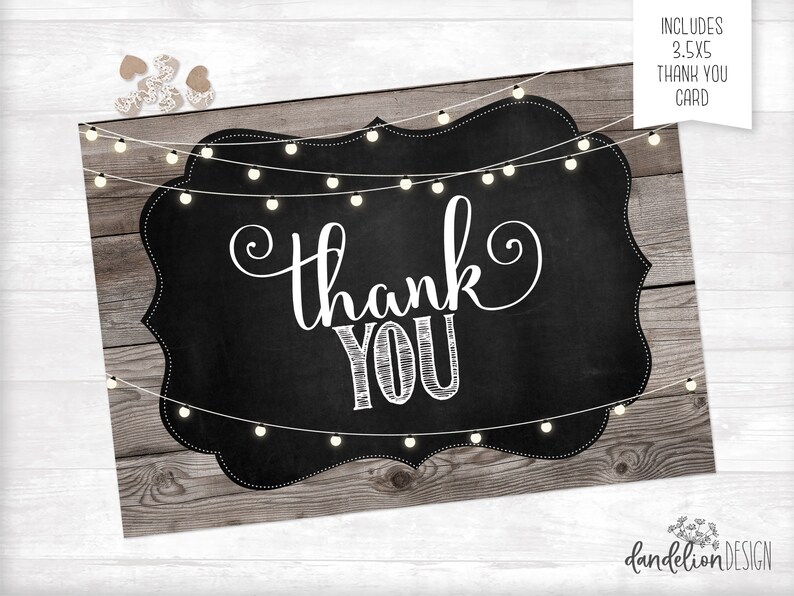 Couples Wedding Shower Invitation plus Thank You Card Printable image 2