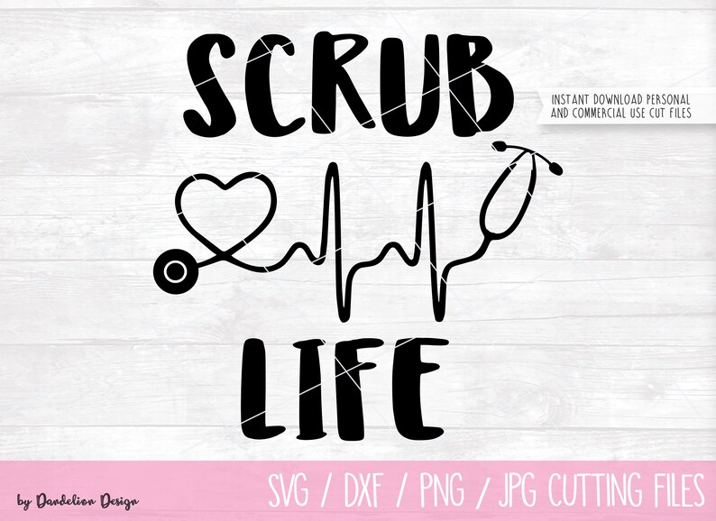 Download Clip Art Scrub Life Stethoscope Heartbeat Digital Svg Dxf Png Cut Files Art Collectibles