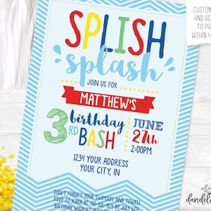 Splish Splash Birthday Bash Pool Party Invitation Printable