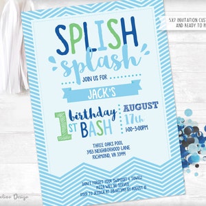 Splish Splash Birthday Bash Pool Party Invitation Printable image 1