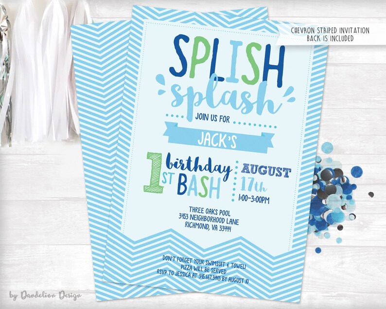 Splish Splash Birthday Bash Pool Party Invitation Printable image 3