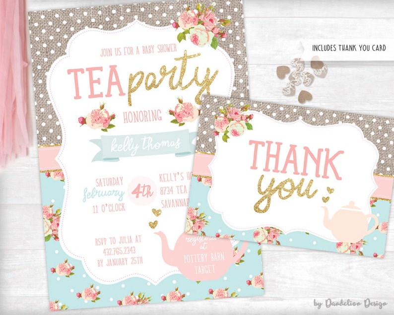Baby Shower Tea Party Invitation Printable Etsy