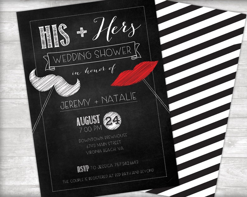 His Hers Wedding Shower Invitation Printable Etsy