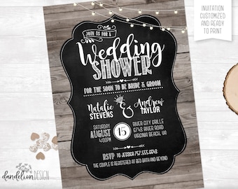 Couples Wedding Shower Invitation plus Thank You Card Printable