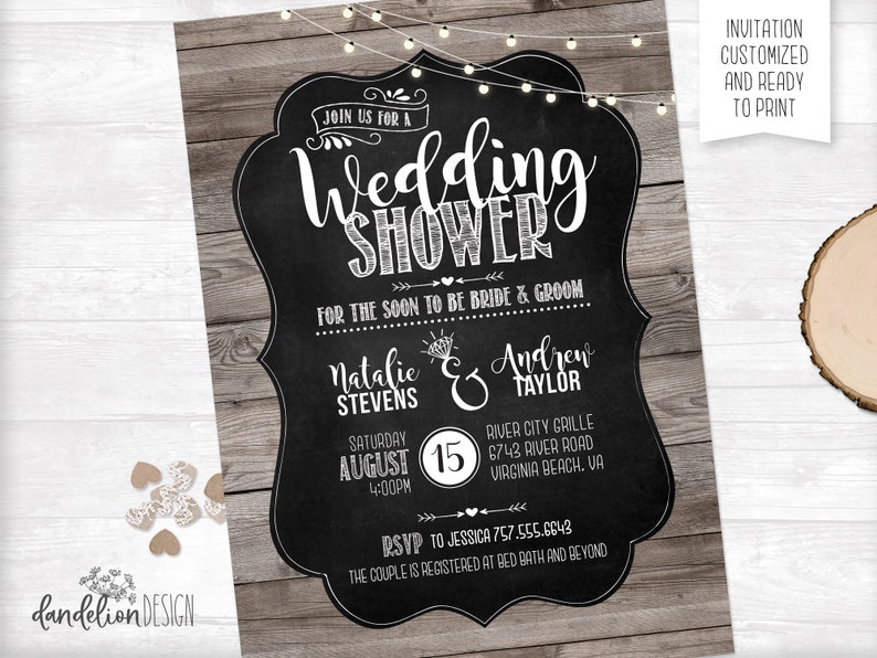 Couples Wedding Shower Invitation plus Thank You Card Printable image 1