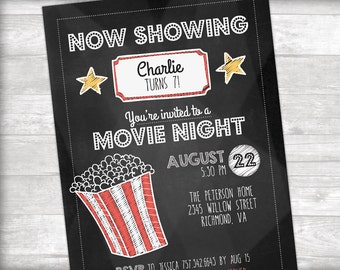 Movie Night Birthday Party Invitation Printable