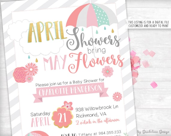 april showers baby shower invitations