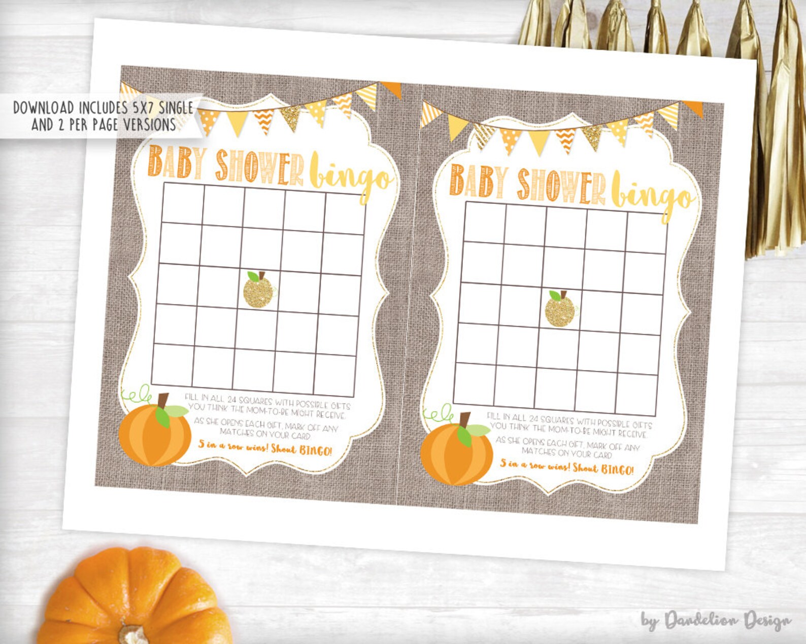 Little Pumpkin Baby Shower Bingo Printable Instant Download | Etsy